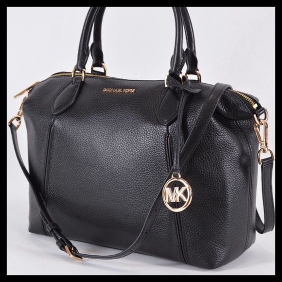 MICHAEL KORS Lenox Large Pebbled Leather Satchel Black - Picture 2 of 12